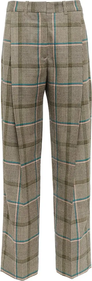 Checked straight leg pants