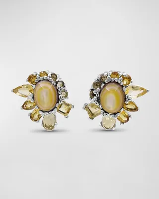 Quartz and Citrine Earrings in Sterling Silver