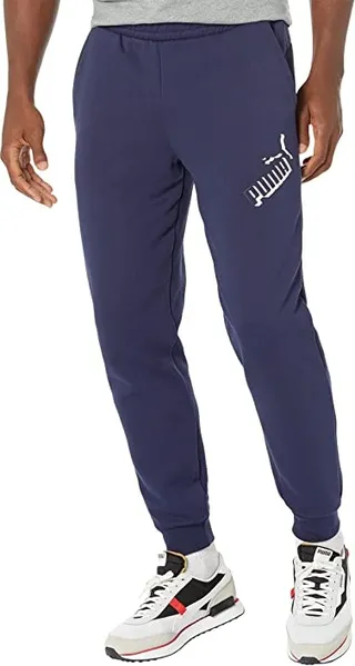 PUMA Essentials+ Big Logo Fleece Sweatpants (Peacoat) Men's Clothing