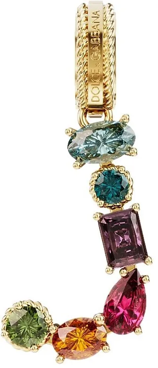 Rainbow Alphabet 18K Yellow Gold & Multi Gemstone Initial J Charm