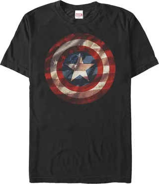 Men's Marvel Captain America Shield Flag T-Shirt - Black - 2X Large