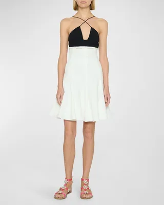 Crossover-Strap Empire-Waist Fit-&-Flare Dress
