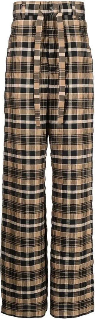 Check-Print Straight-Leg Trousers