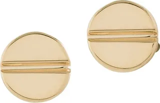 14K Yellow Gold Round Screw Stud Earrings