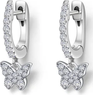 Mini Butterfly Simulated Diamond Huggie Earrings