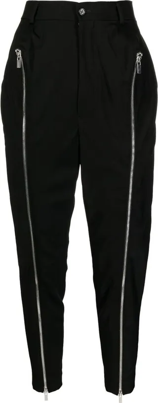 Zip-Detail Cropped Trousers