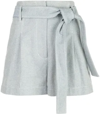 Belted High-Waist Denim Shorts