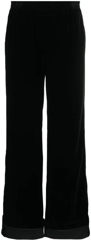 Velvet-Effect Straight-Leg Trousers