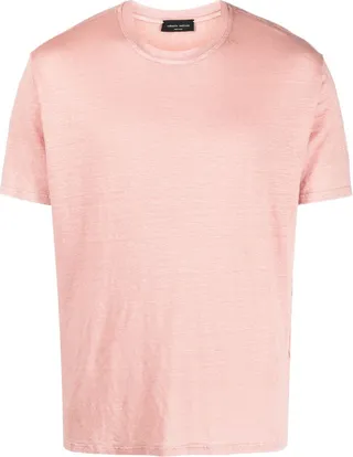 short-sleeve mélange linen T-shirt