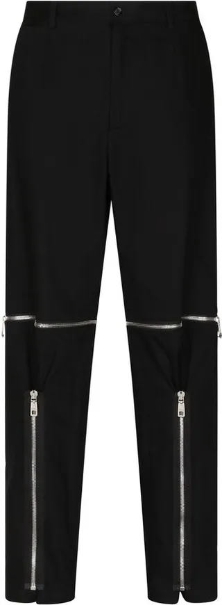 Zip-Detail Straight-Leg Trousers