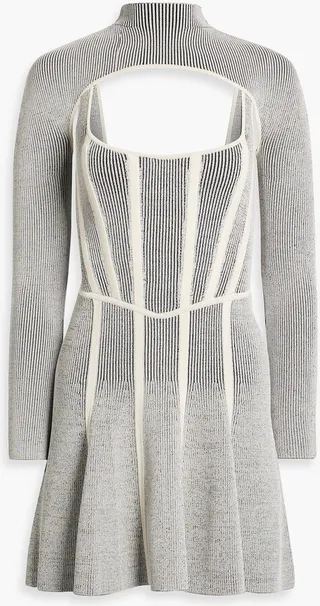 Stirrup Corset layered mélange ribbed-knit mini dress