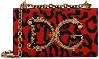 Red Brocade DG Leopard Print Mini Bag