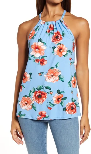 Floral Print Halter Tank