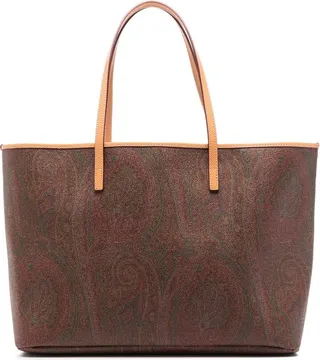 Paisley-Print Leather Tote Bag