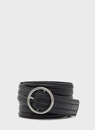 Quilted Pu Round Buckle Belt