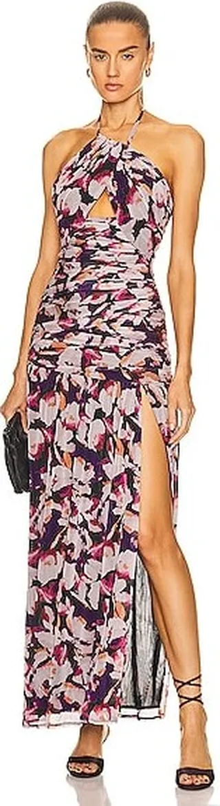 NICHOLAS Micaela Halter Neck Gown in Purple
