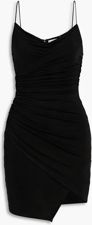 Katey wrap-effect ruched jersey mini dress