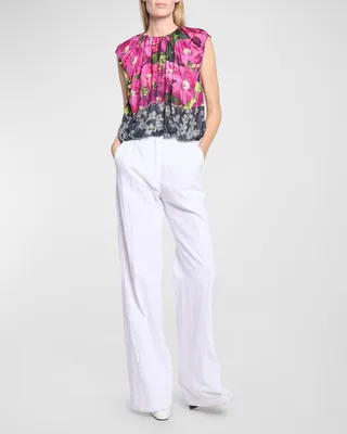 Herada Mixed Floral Sleeveless Balloon Top