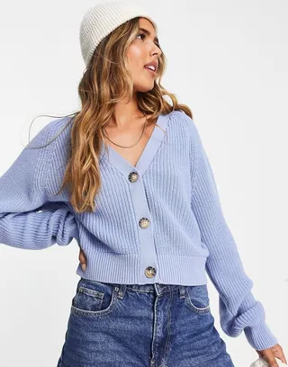 Monki Zeta knit cardigan in blue