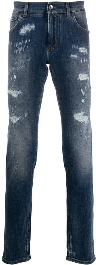 Distressed Slim-Fit Jeans