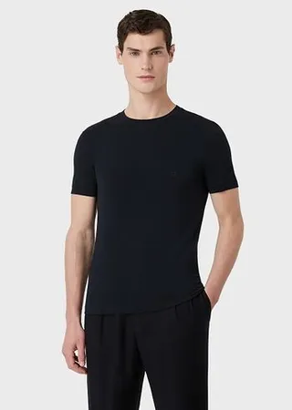 Stretch viscose bamboo jersey T-shirt with GA embroidery