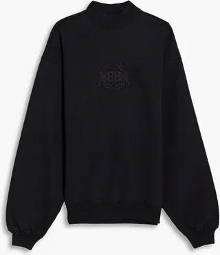 Oversized embroidered cotton-fleece sweatshirt