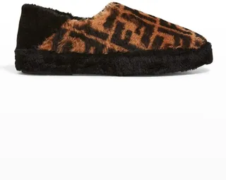 Men's FF Logo Shearling Slippers