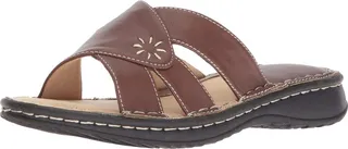 Ad Tec Shaboom Women's Summer Band Slide Flip Flops Leather Casual Sandals - Lightweight
