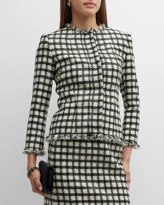 Lurex Check Print Tweed Stroller Jacket