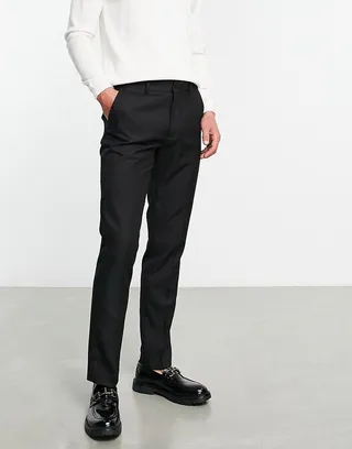 Topman slim suit pants in black