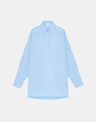 Organic Cotton Poplin Oversized Button Front Shirt