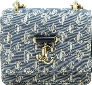 Jimmy Choo Denim Quilted Micro Varenne Monogram Bag