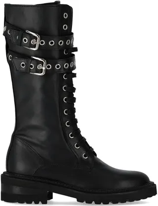 Via Roma 15 Malibu Black Combat Boot