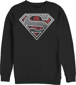 Men's Superman Logo Grunge Sweatshirt - Black - 3X Large