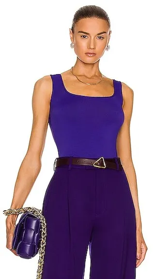 Bottega Veneta Fluid Viscose Jersey Bodysuit in Purple
