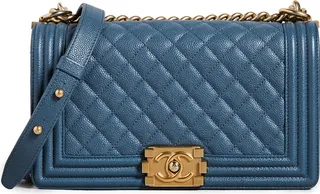 What Goes Around Comes Around Chanel Blue Caviar Boy Medium Bag