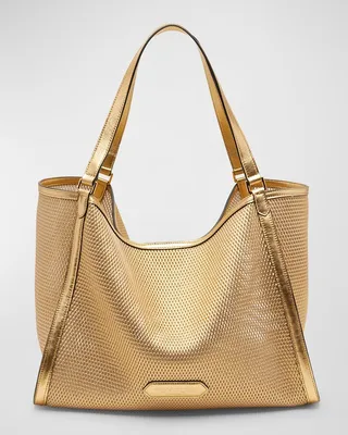 Medium Metallic Mesh & Leather Shoulder Bag