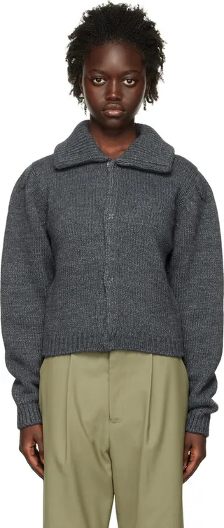 LEMAIRE Gray Spread Collar Cardigan