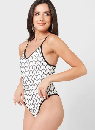 Printed High Leg Swimsuit