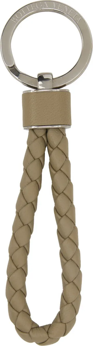 Bottega Veneta Taupe Intrecciato Key Ring