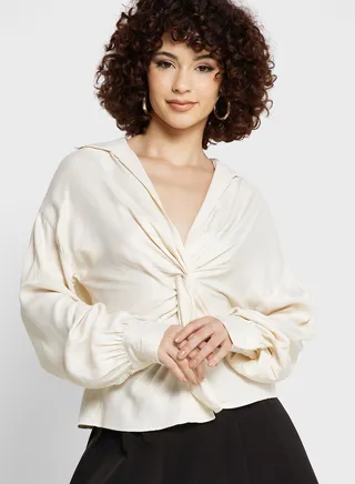 Front Knot Satin Top