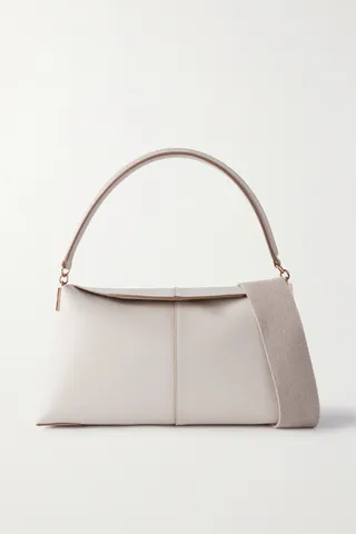 Tod's - T Timeless Embellished Leather Shoulder Bag - Off-white