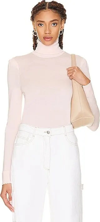 Chloe Turtleneck Long Sleeve Top in Blush
