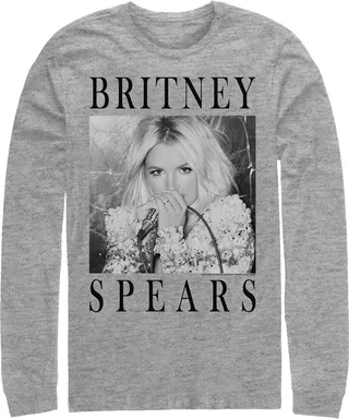 Men's Britney Spears Classic Star Frame Long Sleeve Shirt - Athletic Heather - 2X Large