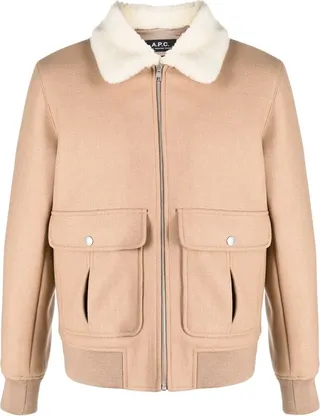 Faux Fur-Shearling Bomber Jacket