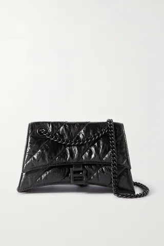 Balenciaga - Crush Small Quilted Crinkled-leather Shoulder Bag - Black