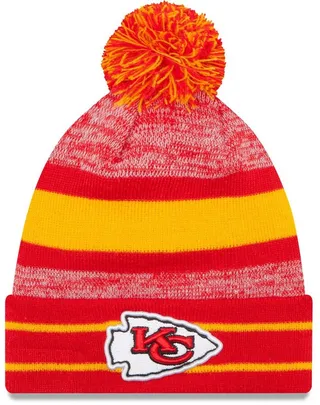 Men's Red Kansas City Chiefs Team Logo Cuffed Knit Hat with Pom