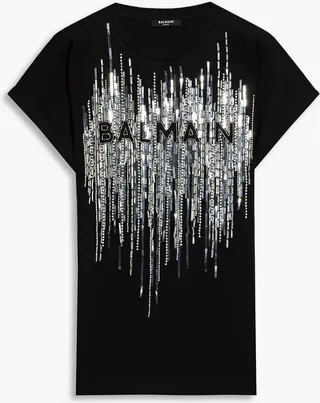 Embellished cotton-jersey T-shirt