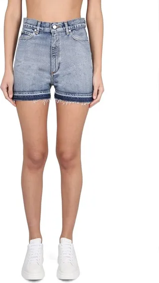 REDValentino Mid-Rise Light-Wash Denim Shorts