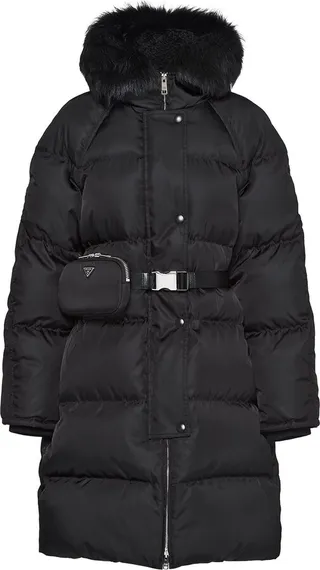 Re-Nylon belted puffer coat